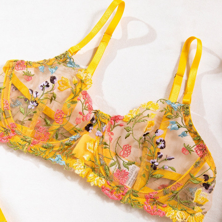 Emmie Transparent Embroidery Bra and Panty Set - Passion HQ