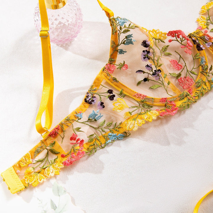 Emmie Transparent Embroidery Bra and Panty Set - Passion HQ