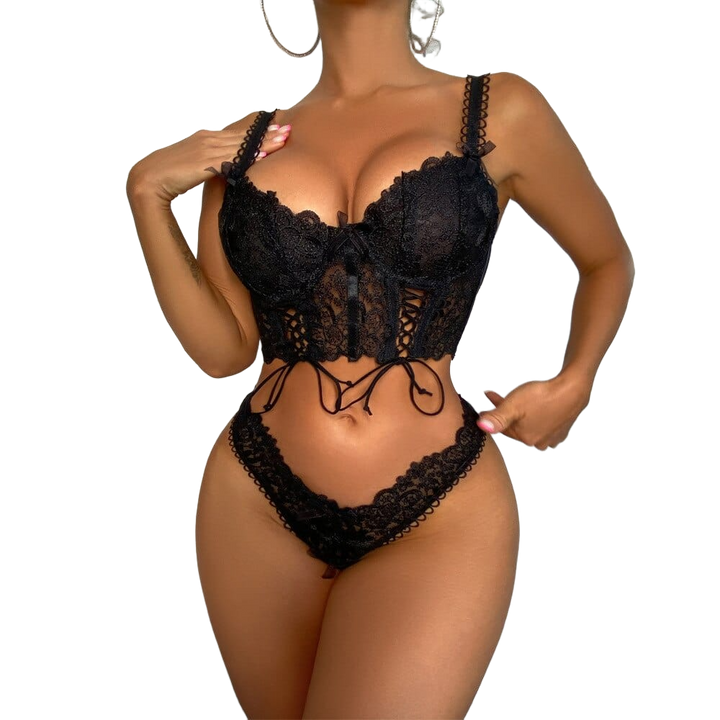 Ellianna Fancy Lace Lace Bra and Thong Set - Passion HQ