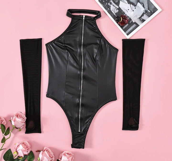 Passion HQ Lingerie Elowen Latex Zip Bodysuit With Sleeves