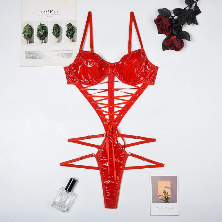 Passion HQ Lingerie Enya Latex Lace Up One Piece Bodysuit