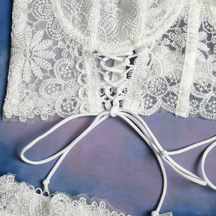 Passion HQ Lingerie Gemma Floral Lace Up Romantic Bra and Panty Set