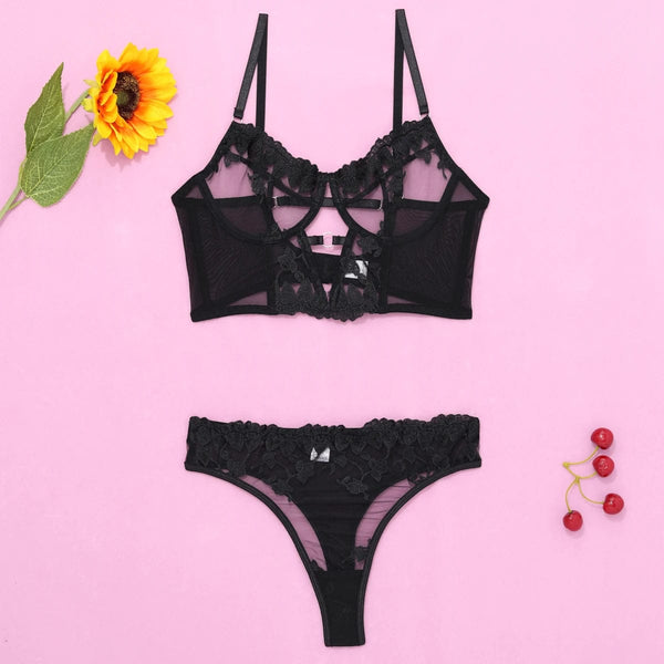 Passion HQ Lingerie Nyla Fancy Embroidery French Bra and Panty Set