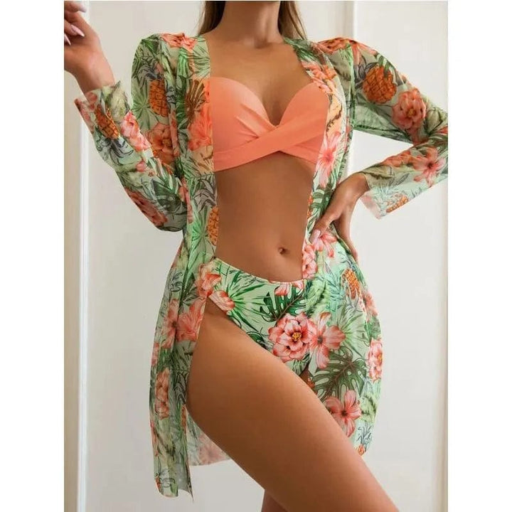 Passion HQ Swimwear Reese Floral Print Bikinis Set with Cover Up