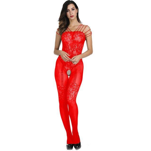 Passion HQ ny160 red / One Size Ariel Lingerie Mesh Stocking Underwear Elastic Body Set