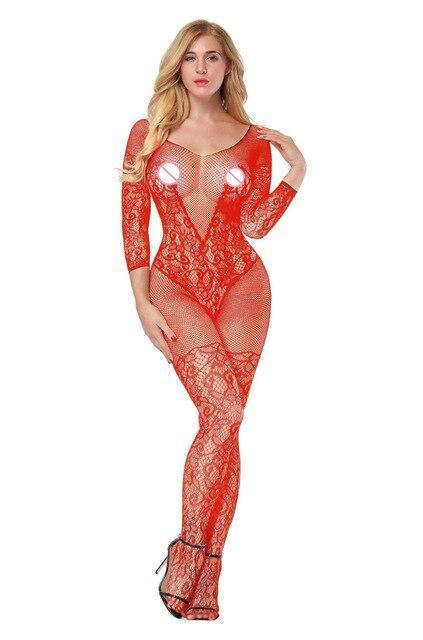 Passion HQ ny883 red / One Size Ariel Lingerie Mesh Stocking Underwear Elastic Body Set