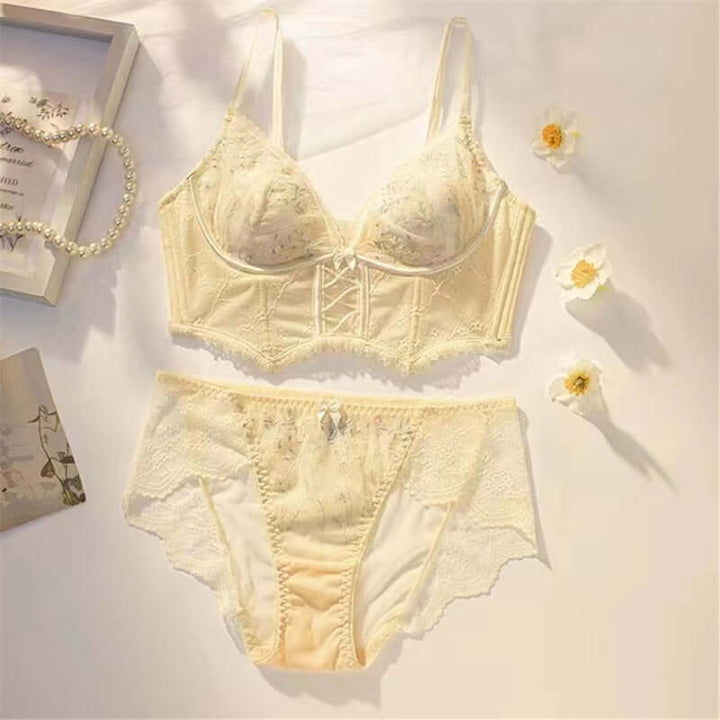 Passion HQ Lingerie Azariah Top French Lace Embroidery Push Up Bra Set