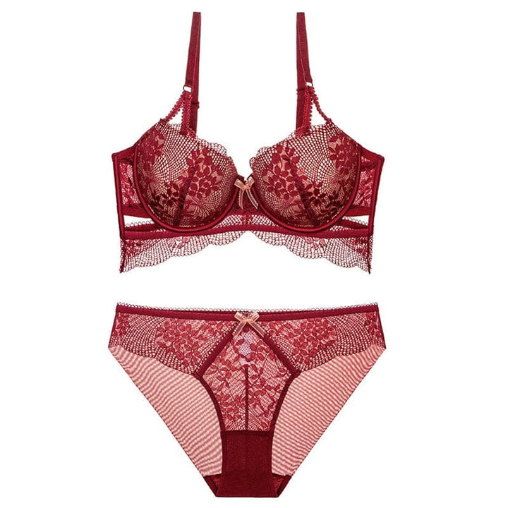 Passion HQ Lingerie Kaiya French Lace Hollow Out Embroidery Bra and Panty Set