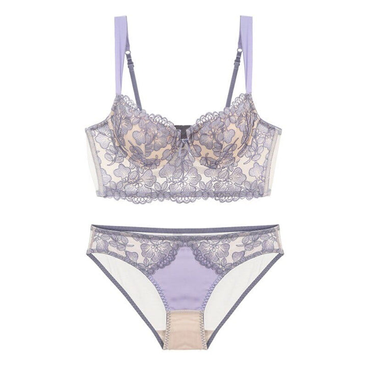 Passion HQ lingerie Madalyn Transparent Embroidery Lace Push Up Bra and Panty Set