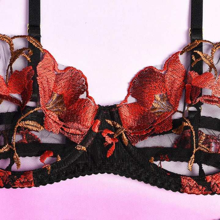 Passion HQ Zoey Erotic Lace Underwire Bra with Garters Set