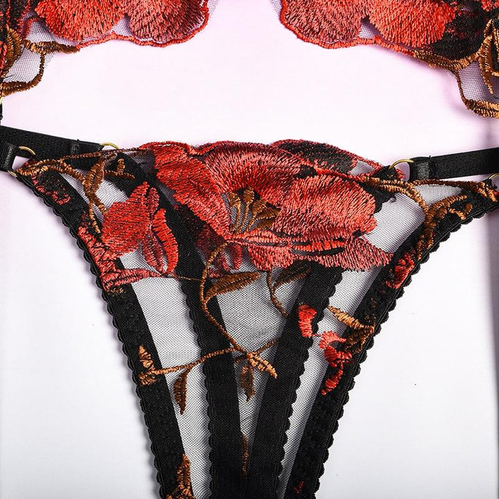 Passion HQ Zoey Erotic Lace Underwire Bra with Garters Set