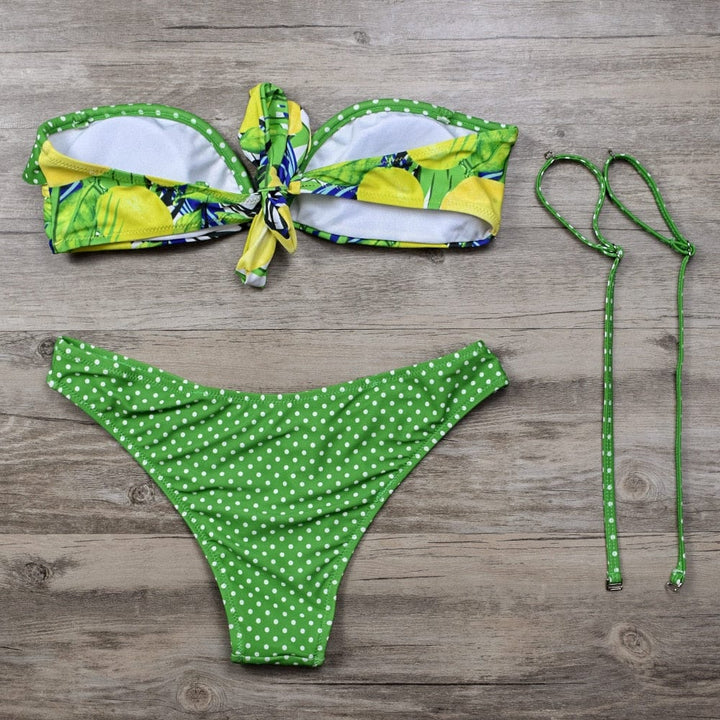 Passion HQ Swimwear Danielle Wire Free Floral Polka Bikini Set