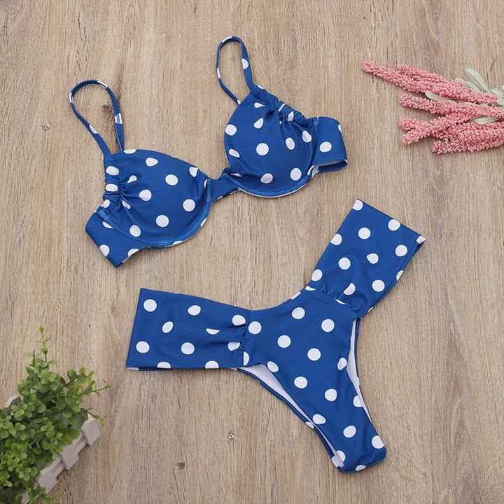 Passion HQ Swimwear Jennifer Blue Polka Bikini Set